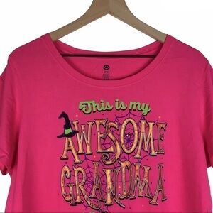 HALLOWEEN Costume Shirt Short Sleeve Graphic My Awesome Grandma Spiders Pink XL